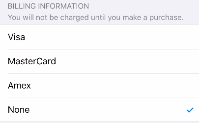billing information none apple id