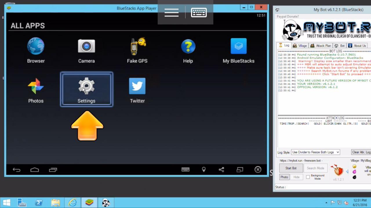 settings bluestacks