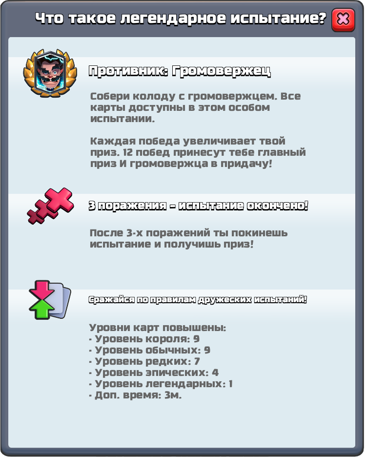 Правила испытания Громовержца Clash Royale
