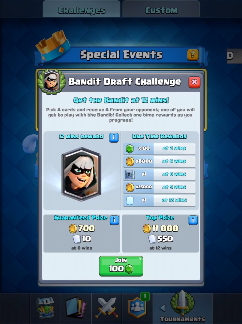 Bandit Draft Challenge Clash Royale