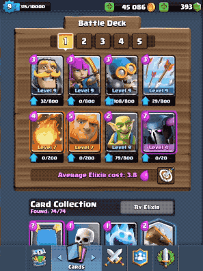 5 slots deck Clash Royale