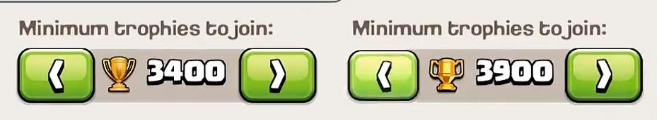 Минимум трофеев Clash of Clnas