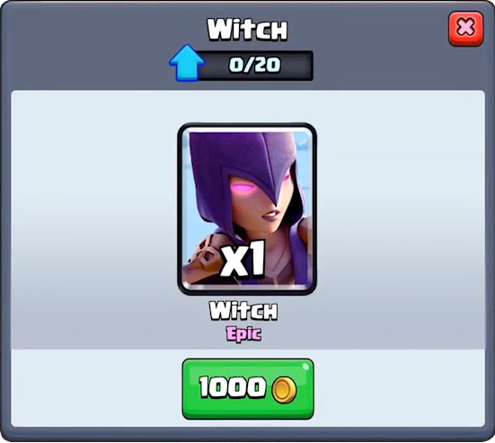 Ведьма за 1000 золота 20 карт Clash Royale