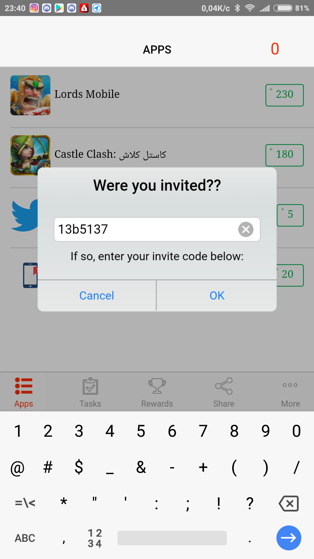 Промокод Cash for Apps Android