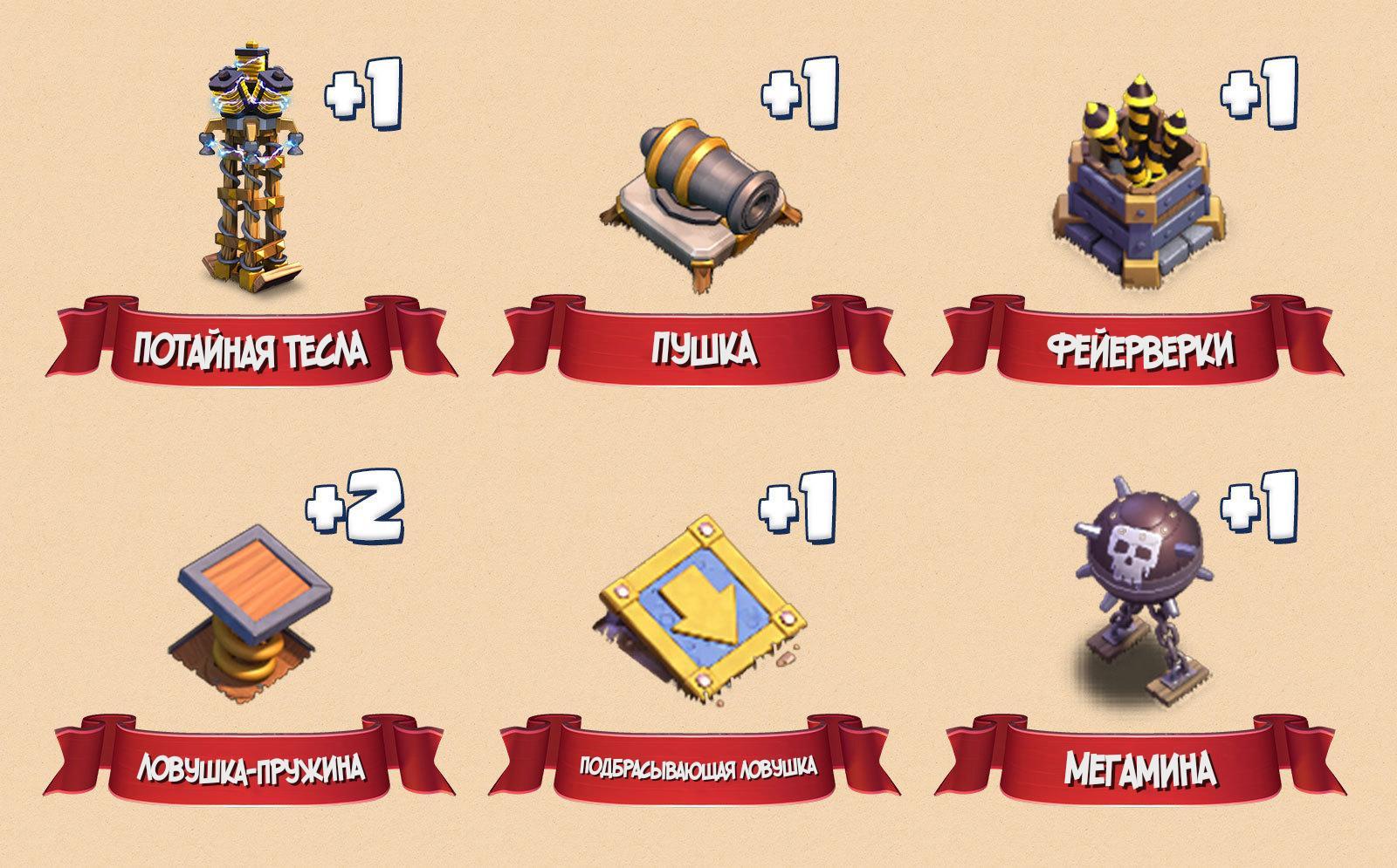 Дополнительные здания в деревне строителя Clash of Clans