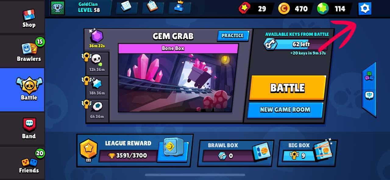 Настройки в Brawl Stars