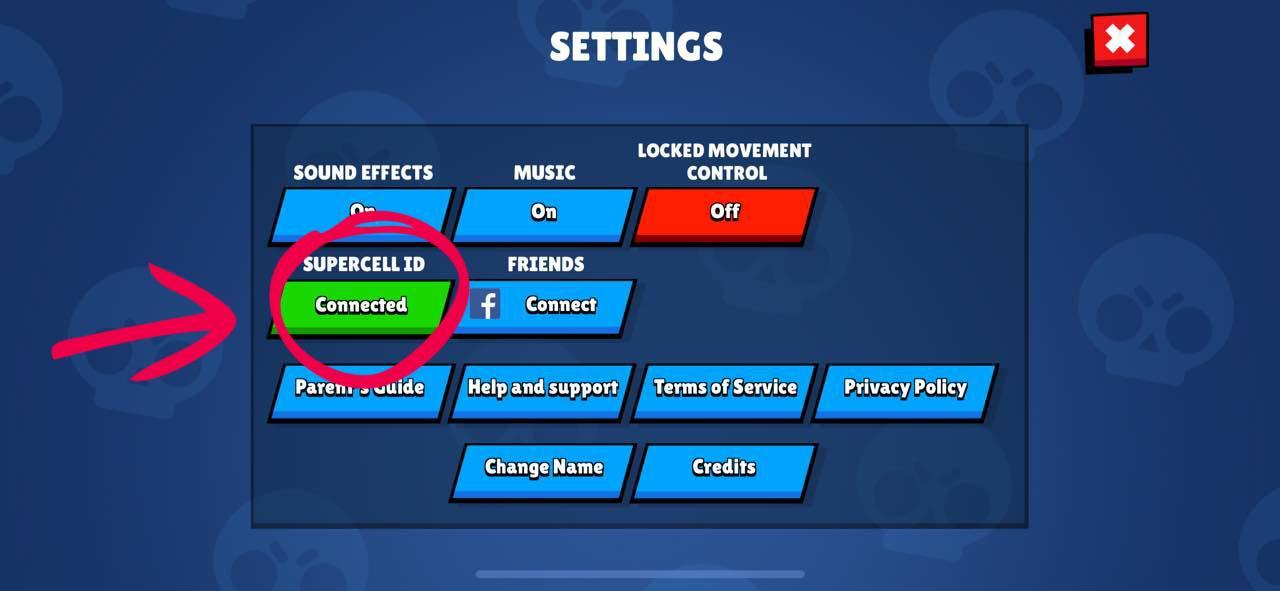 Supercell ID подключен в Brwal Stars