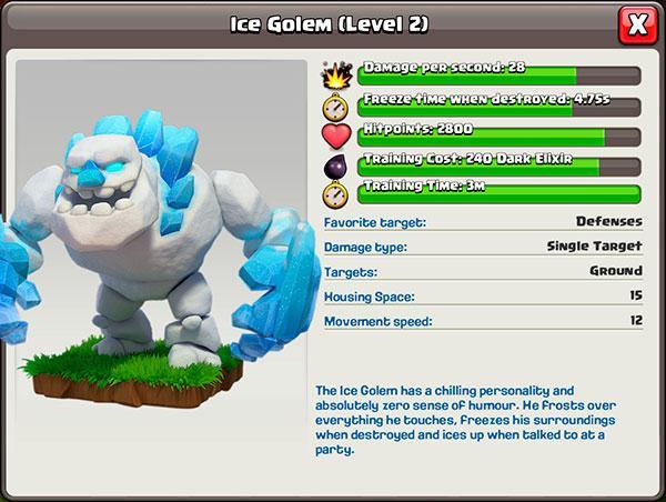 Ледяной голем 2 уровень в Clash of Clans