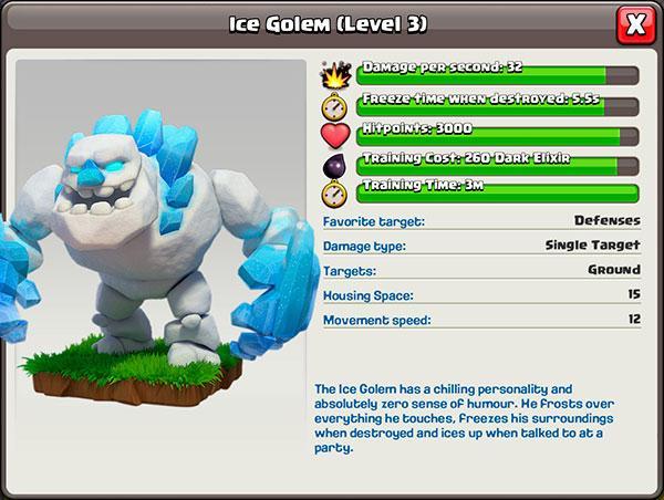 Ледяной голем 3 уровень в Clash of Clans