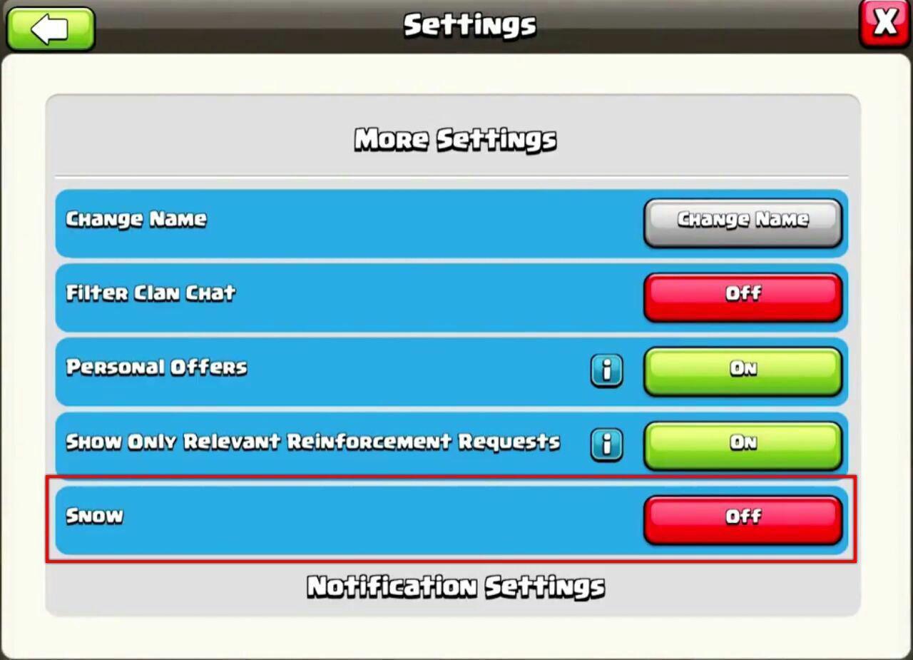Отключение снега в Clash of Clans