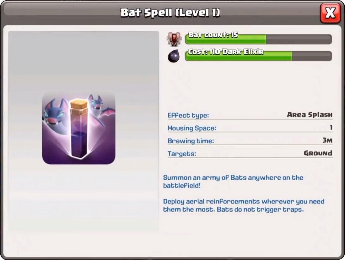 Заклинание летучих мышей в Clash of Clans