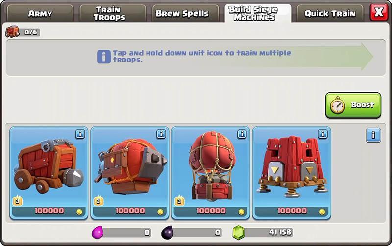 4 осадные машины в Clash of Clans