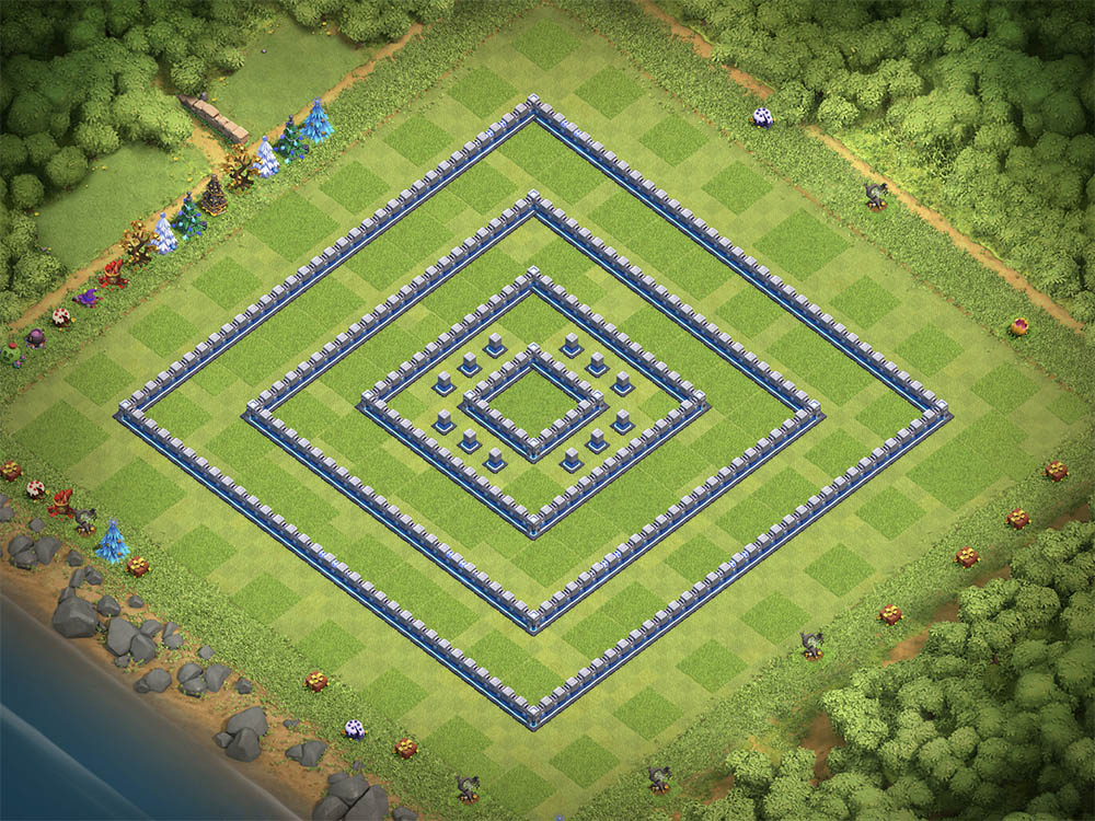 Расстановка ТХ 13 с одним забором в Clash of Clans