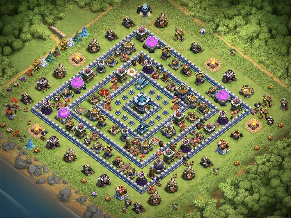 Расстановка ТХ 13 с швырятелем - Clash of Clans