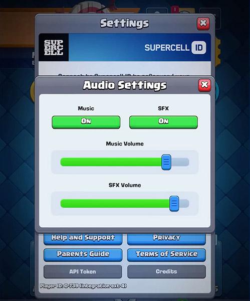 Ползунок громкости в Clash Royale