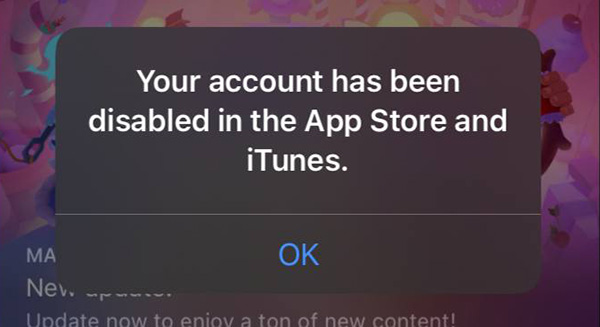 Your account has been disabled in the App Store and iTunes